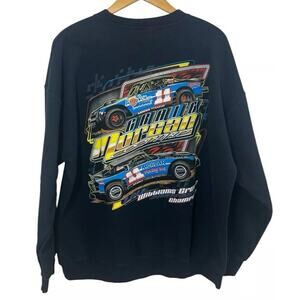 Vtg Race Car Sweatshirt Crewneck XL Black Williams Grove Large Y2K PA Speedway